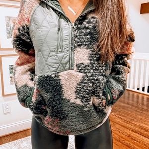 Women's 1/2 Zip Sherpa Pullover Sweatshirt - JoyLa